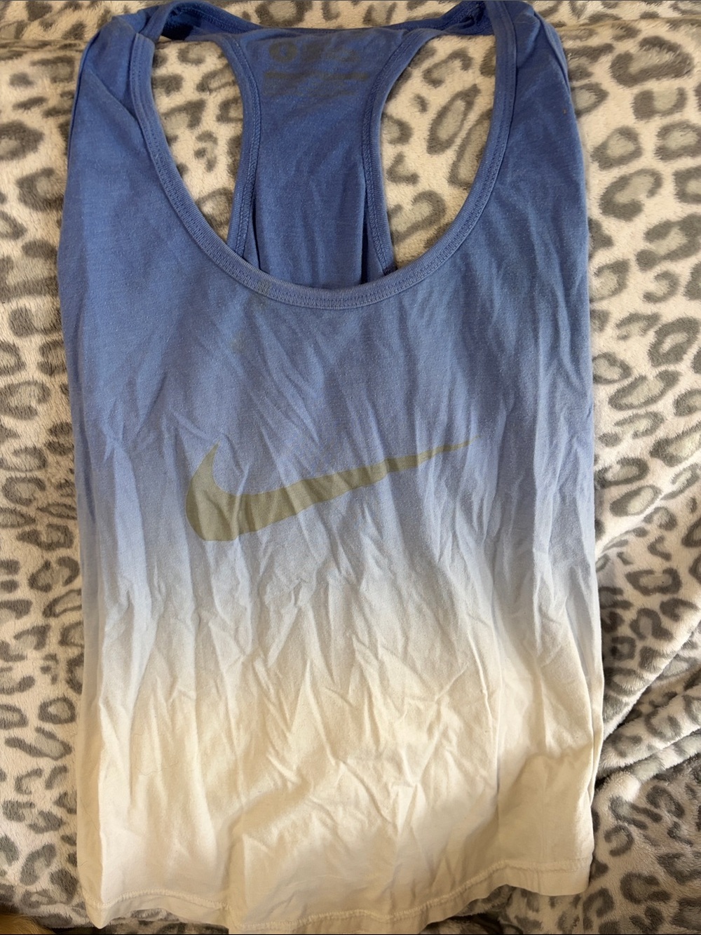 Nike Blue-to-White Ombre Racerback Tank with Gray Swoosh